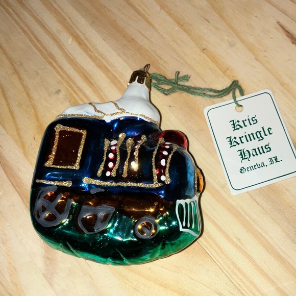 Kris Kringle Haus Other - Kris Kringle Haus Hand Blown Glass Festive Choo Choo Train Ornament New